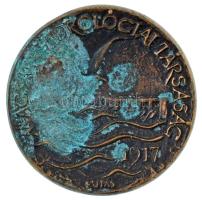 Kutas László (1936-) "Magyar Hidrológiai Társaság 1917 / Pro Aqua" kétoldalas bronz emlékérem (70mm) T:XF,VF korrózió