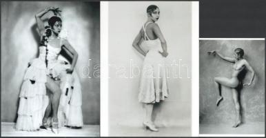 Josephine Baker (1906-1975) francia énekesnő, táncosnő, előadóművész, 3 db modern nagyítás, jelzés nélkül, 21x15 cm és 15x10 cm