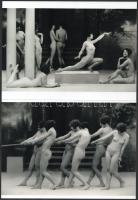 cca 1910 Mozgásművészeti tanulmányok, szolidan erotikus felvételek, 2 db modern nagyítás, jelzés nélkül, 15x21 cm