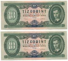 1969. 10Ft (2x) közeli sorszám "A 948 089117, A 948 089126" T:F szép papír Adamo F7