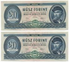 1969. 20Ft (2x) közeli sorszám "C 145 284119, C 145 284121" T:F szép papír Adamo F15