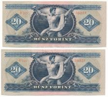 1969. 20Ft (2x) közeli sorszám "C 145 284119, C 145 284121" T:F szép papír
Adamo F15