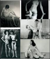 Eltérő időben készült, szolidan erotikus felvételek az asztalfiából, 5 db modern nagyítás, jelzés nélkül, 15x10 cm és 10x15 cm
