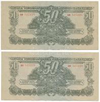 1944. 50P "A Vöröshadsereg Parancsnoksága" (2x) sorszámkövetők "BM 527228 - BM 527229" T:F szép papír Adamo P46