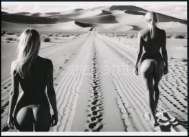 cca 1988 "Sivatagi vándorok, teve-stoppban reménykedve", szolidan erotikus felvétel, 1 db modern nagyítás, jelzés nélkül, 15x21 cm