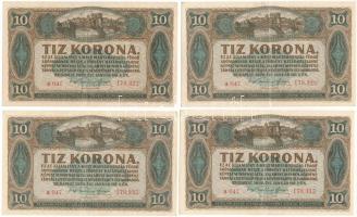 1920. 10K (4x) közte 2db sorszámkövető és 2db közeli sorszám "a047 179327 - a047 179328, a047 179355, a047 179935" T:F Adamo K14