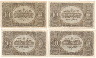 1920. 10K (4x) közte 2db sorszámkövető és 2db közeli sorszám "a047 179327 - a047 179328, a047 1...