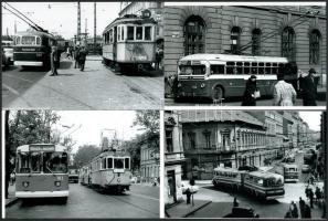 cca 1970 előtti felvételek budapesti trolibuszokról, 4 db modern nagyítás, jelzés nélkül, 10x15 cm
