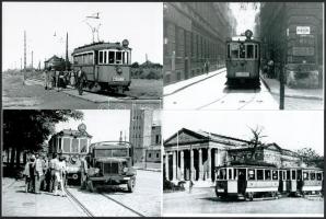 cca 1960 előtti felvételek budapesti villamosokról (2, 20, 23, 64), 4 db modern nagyítás, jelzés nélkül, 10x15 cm