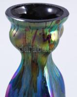 Loetz / Rindskopf fémlüszteres felületű hialitüveg váza, jelzés nélkül, szájánál kis pattogzással, m...