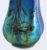 Loetz / Rindskopf fémlüszteres felületű hialitüveg váza, jelzés nélkül, szájánál kis pattogzással, m...