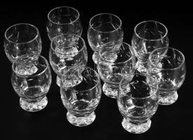 10 darabos ólomkristály italos készlet, köszörült mintával, m: 8,5 cm