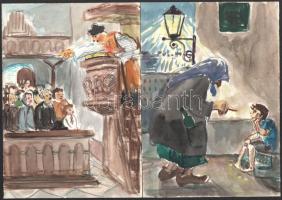 Jelzés nélkül, XX. sz. második fele: 22 illusztráció Petőfi Sándor Apostol c. művéhez. Akvarell, cer...