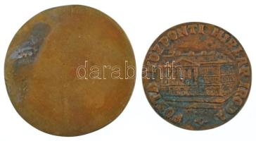 1975. "Posta Központi Hírlap Iroda / 1950-1975" kétoldalas, öntött bronz emlékérem (60mm) ...