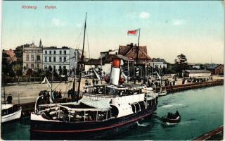 Kolobrzeg, Ostseebad Kolberg; Hafen / port, steamship (EK)