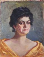 Ács M jelzéssel, XX. sz. első fele: Fiatal hölgy portréja. Olaj, vászon, kartonon. 49x39 cm