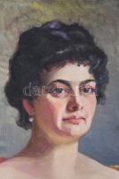 Ács M jelzéssel, XX. sz. első fele: Fiatal hölgy portréja. Olaj, vászon, kartonon. 49x39 cm