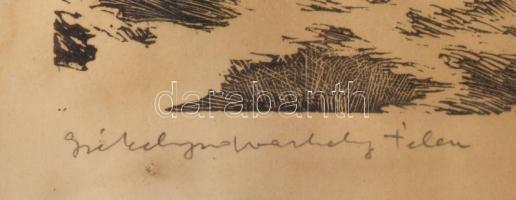 Csanády András (1929-2025): Székelyudvarhely télen. Linómetszet, papír, jelzett. Lapszéli ázásnyomma...