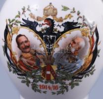 1916 Altrohlau világháborús emlékkancsó II. Vilmos és Ferenc József arcképével díszítve, tűzhibával,...