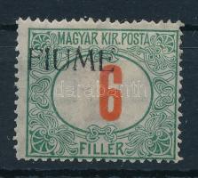 Fiume 1918 Portó 6f nagyon látványosan eltolódott M.II. típusú felülnyomással Signed: Bodor