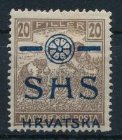 SHS 1918 Arató 20f eltérő Károly típusú felülnyomással / Mi 72 with different overprint. Signed: Bodor
