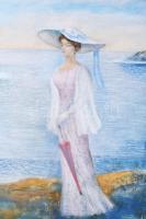 Garabuczy Ágnes (1936-2020): Tengerparton. Olaj, farost, jelzett, hátoldalán Garabuczy Ágnes autográ...