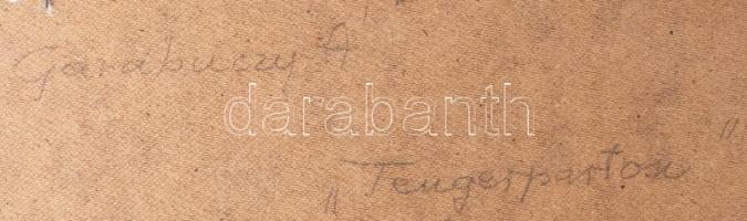 Garabuczy Ágnes (1936-2020): Tengerparton. Olaj, farost, jelzett, hátoldalán Garabuczy Ágnes autográ...