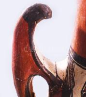 Iggequi kablye amfora. berber népművészeti alkotás. Kézzel festett, gipsz. Fém tartóban. sérült, 46 ...