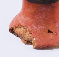 Iggequi kablye amfora. berber népművészeti alkotás. Kézzel festett, gipsz. Fém tartóban. sérült, 46 ...