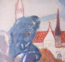 Balogh Ervin (1925-2020): Halászbástya, Budapest, 1970-es évek. Olaj, farost, jelezve balra lent. Há...