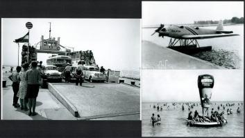 cca 1960 előtt készült balatoni felvételek, 3 db modern nagyítás, jelzés nélkül, 15x21 cm és 10x15 cm