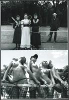 cca 1910 és 1990 Teniszjátékosok nyolcvan év eltéréssel, 2 db modern nagyítás, jelzés nélkül, az egyik felvétel szolidan erotikus, 15x21 cm