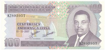 Burundi 2007. 100Fr "KZ 893957" T:UNC Burundi 2007. 100 Francs "KZ 893957" C:UNC Krause P#37f