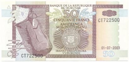 Burundi 2003. 50Fr "CT 722500" T:UNC Burundi 2003. 50 Francs "CT 722500" C:UNC