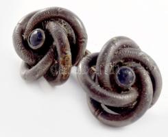 Ezüst mandzsetta pár, kék kő berakással, jelzett, bruttó 3,6g