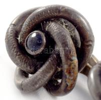 Ezüst mandzsetta pár, kék kő berakással, jelzett, bruttó 3,6g