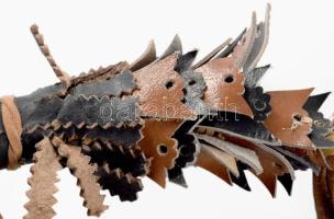 Karikás ostor. Bőr, fa. 38 cm