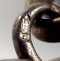 Ezüst mandzsetta pár, kék kő berakással, kőhiánnyal, jelzett, bruttó 5,3g