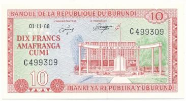 Burundi 1968. 10Fr "C 499309" T:UNC Burundi 1968. 10 Francs "C 499309" C:UNC