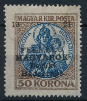 Nyugat-Magyarország V. 1921 Koronás Madonna 50K / Mi 57 (30.000) Signed: Bodor