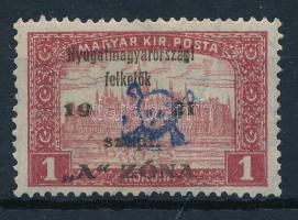 Nyugat-Magyarország II. 1921 Parlament 1K (9.000) (hajtott / folded) Signed: Bodor