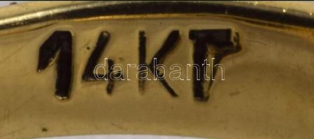 Arany (Au) és fehérarany gyűrű, köves berakással, befoglalt ónixban gyönggyel, m:56, jelzett, bruttó...