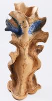 Tóvölgyi Katalin (1948-) Váza. ölelkező alakokkal. Kézzel festett kerámia, jelzett, hibátlan 36 cm /// Katalin Tóvölgyi (1948-): Vase with Embracing Figures. Hand-painted ceramic, signed, flawless, height: 36 cm.