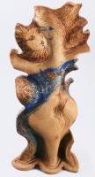 Tóvölgyi Katalin (1948-) Váza. ölelkező alakokkal. Kézzel festett kerámia, jelzett, hibátlan 36 cm /...