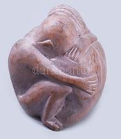 Jelzés nélkül: Ölelkező alakok. Faragott fa, hibátlan. 14 cm