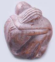 Jelzés nélkül: Ölelkező alakok. Faragott fa, hibátlan. 14 cm