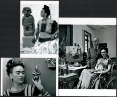 cca 1950 Frida Kahlo (1907-1954) mexikói festőművészről készült, jelzés nélküli felvételek, 3 db modern nagyítás, 21x15 cm és 10x15 cm