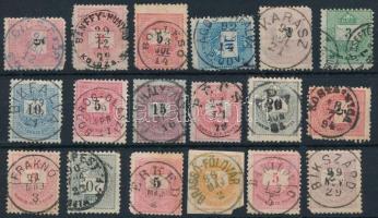 18 db krajcáros bélyeg szép / olvasható bélyegzésekkel