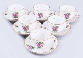 Herendi Eton mintás 6 db-os mokkás csésze készlet, aljjal. Kézzel festett, jelzett, minimális kopással