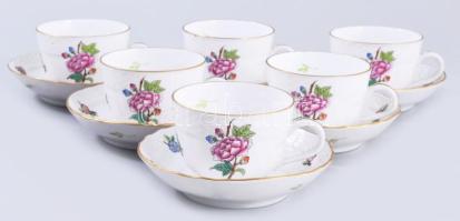 Herendi Eton mintás 6 db-os mokkás csésze készlet, aljjal. Kézzel festett, jelzett, minimális kopáss...